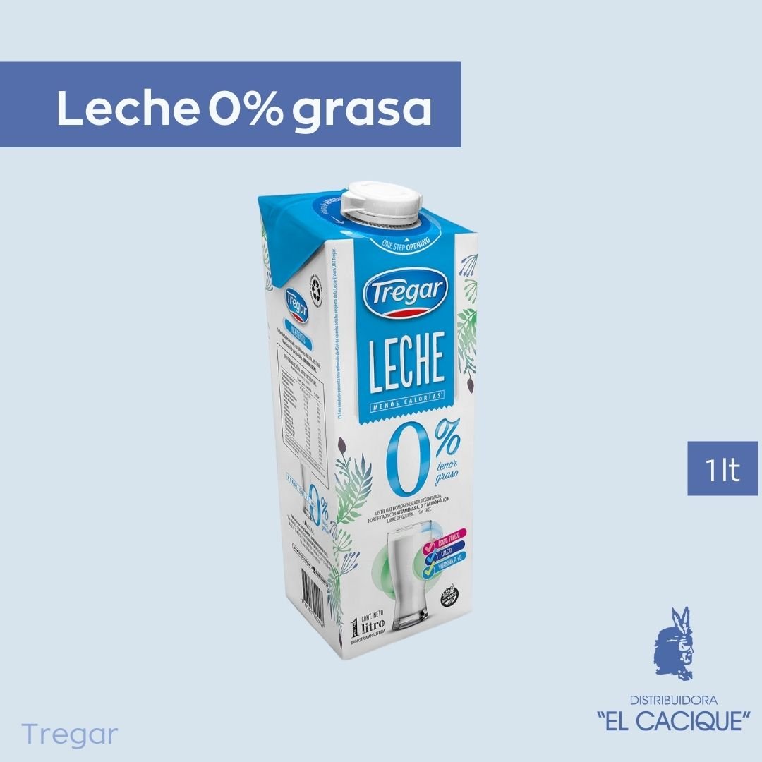 LECHE UAT 0% GRASA 12 X I LT. TREGAR
