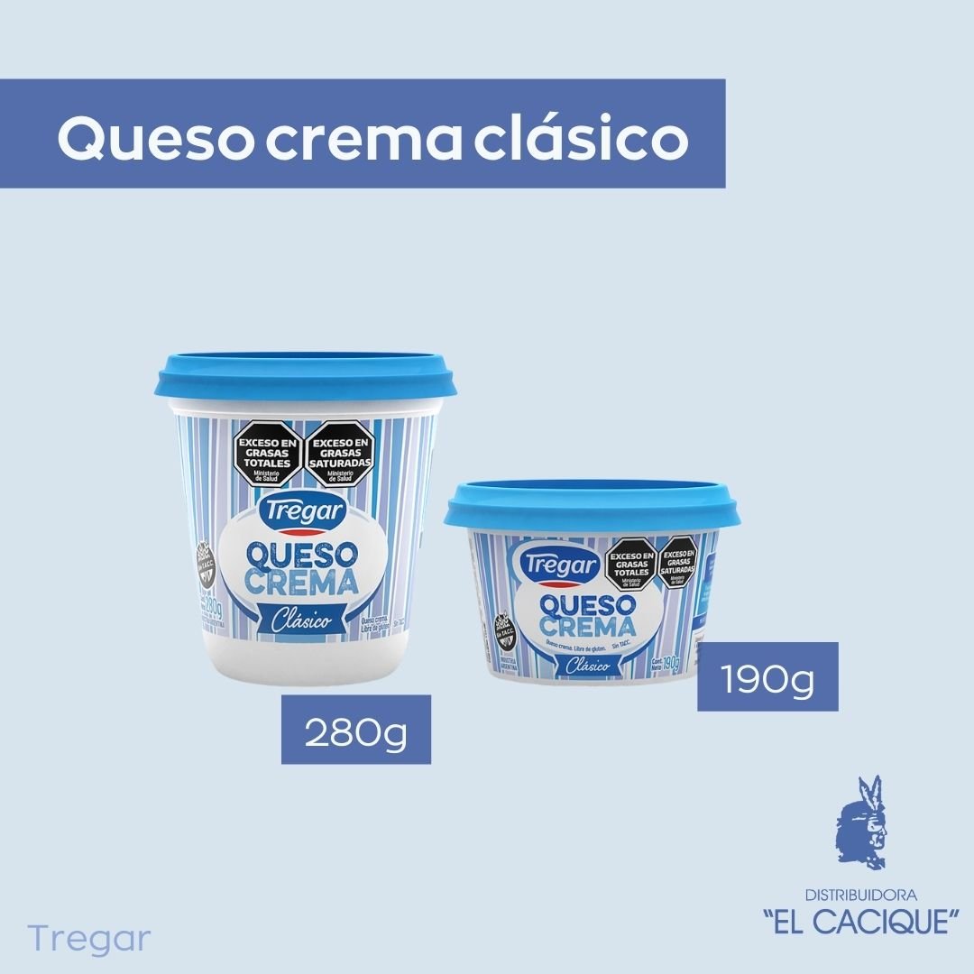 NUEVO Queso Crema CLASICO 12 X 280 GR. TREGAR