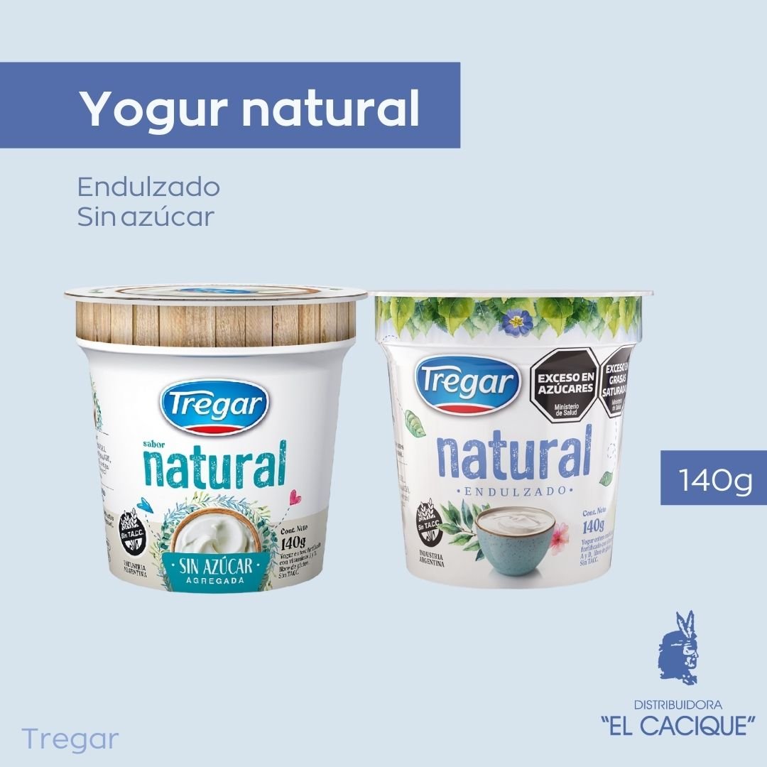 YOGUR ENT. NATURAL Endulzado X 140 Gr. TREGAR