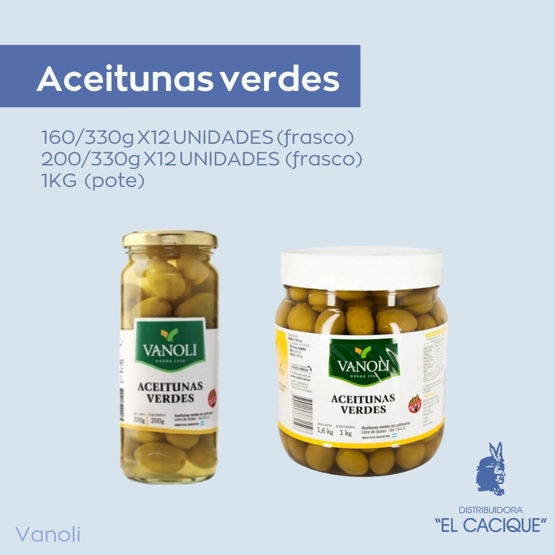 Aceituna Vde. Vanoli Frasco12 X 200/330 Gr