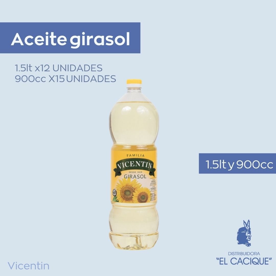 ACEITE GIRASOL VICENTIN 15 X 900 CC